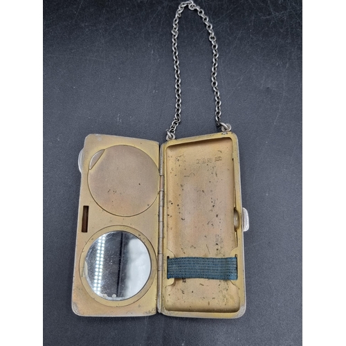 122 - A George V silver combined Powder Compact and Cigarette Case engraved initials in circular cartouche... 