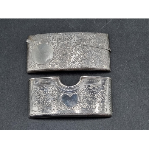 124 - An Edward VII silver curved Card Case with leafage scroll engraving, vacant cartouche, hinged lid, B... 