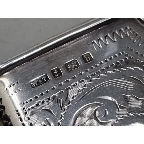 124 - An Edward VII silver curved Card Case with leafage scroll engraving, vacant cartouche, hinged lid, B... 