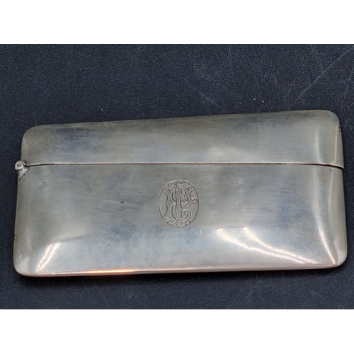 125 - A Continental silver Card Case engraved initials in an oval cartouche, marked 900