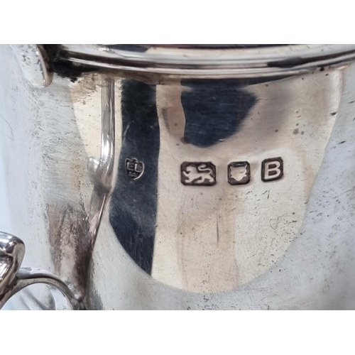141 - A George VI silver drum Mustard Pot with blue glass liner, London 1937