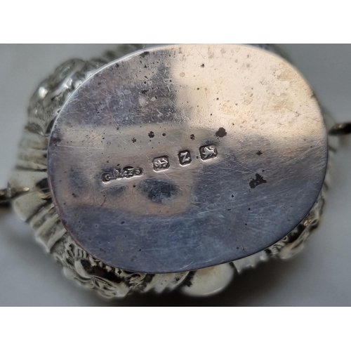156 - A Set of four Victorian silver oval two handled Salts with scroll embossing, Birmingham 1899, in cas... 