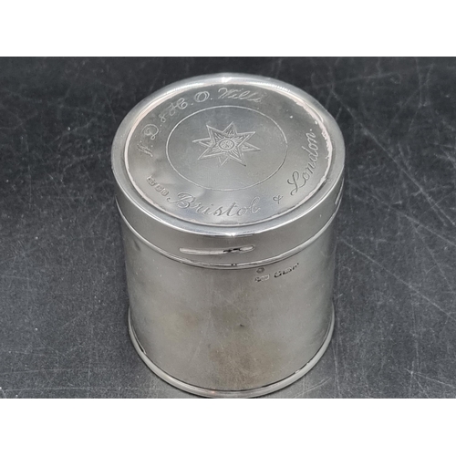162 - A George V silver Cigarette Box and Cover engraved W.D & H.O Wills, Bristol & London, Sheffield 1931
