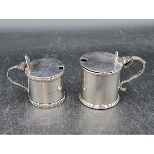 164 - A George V silver drum Mustard Pot, Birmingham 1931, and another, smaller, Sheffield 1904