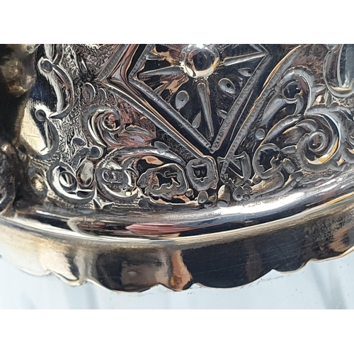 168 - A Victorian silver mounted cut glass Claret Jug etched ribbons and floral swags, London 1888, 12in