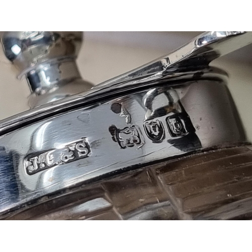 177 - A Victorian silver mounted cut glass Pepper Mill, London 1897, and a Sheffield plated lidded  cut gl... 