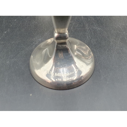 181 - A modern silver P & O, Oriana Bud Vase, London 2000, 8in, and three other silver Posy Vases