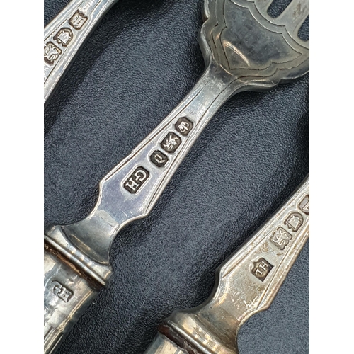 188 - One dozen Victorian/Edward VII silver Fish Knives and Forks, Sheffield 1896/ 1900 & London 1906, etc