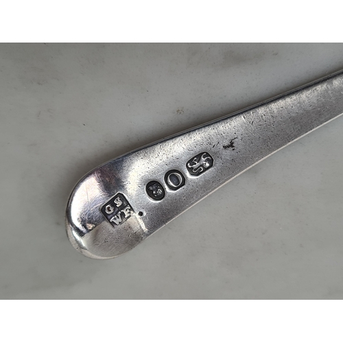 204 - A George III silver Sifting Ladle old english pattern engraved crest, London 1789, maker: G Smith & ... 