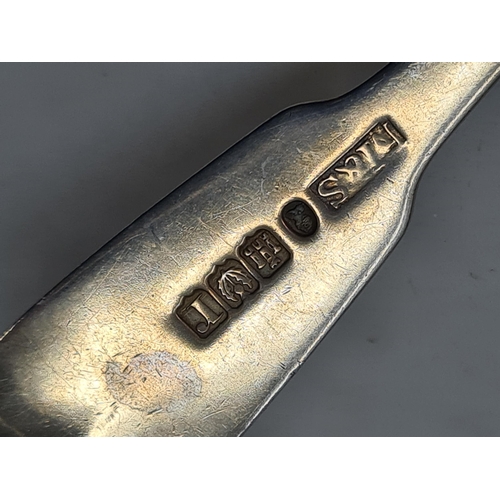 205 - Three Victorian silver Dessert Forks fiddle pattern engraved crests, London 1855, Butter Knife, Edin... 