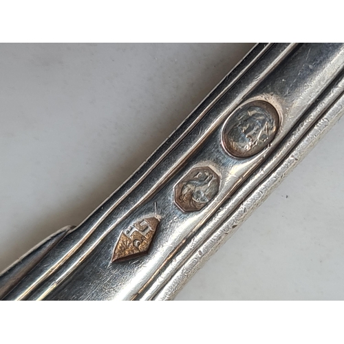 205 - Three Victorian silver Dessert Forks fiddle pattern engraved crests, London 1855, Butter Knife, Edin... 