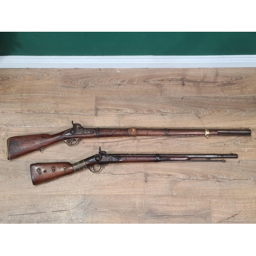 996 - Two 19th Century Percussion Muskets, both showing evidence of tribal ownership 43in and 52in L overa... 