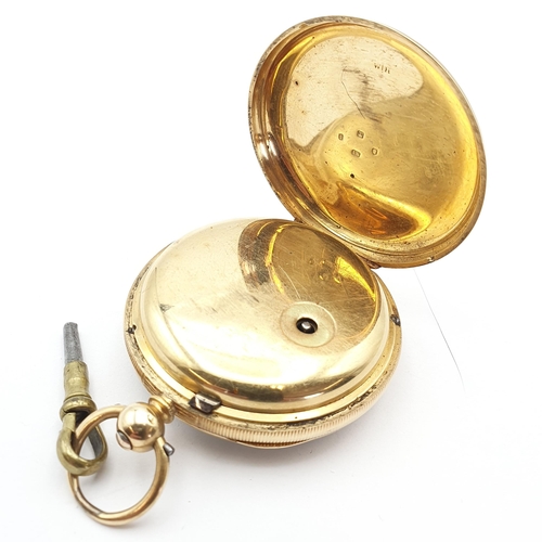 257 - A Victorian 18ct gold-cased open-faced Pocket Watch, the white enamel dial with Roman numerals and s... 