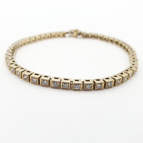 A Diamond-set Line Bracelet, 49 pavé-set round brilliant-cut diamonds ...