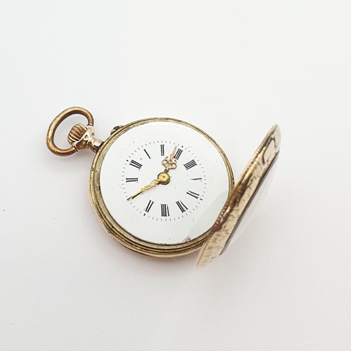 255 - A continental Lady's Fob Watch, the white enamel dial having Roman numerals and Louis XVI gold hands... 