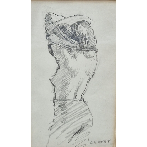 369 - DENNIS GILBERT.' Undressing', signed, pencil, 6 x 3 1/2 in; an Edwardian photogravure portrait print... 