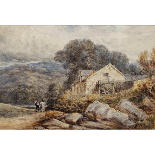 365 - THOMAS LINDSAY. 'Study near Rhaidyr', signed, and inscribed, watercolour, 10 x 13 in; a watercolour ... 