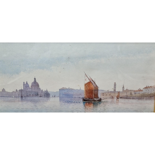 384 - F. BROCKETT. Venice, signed, watercolour, 5 1/2 x 14 1/2 in (R3)