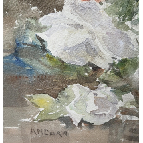 385 - A.M.CARR. A still Life of mixed Flowers in a Jug, signed, watercolour , 19 x 13 in  ; and another wa... 