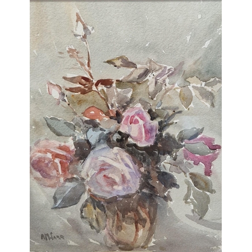 385 - A.M.CARR. A still Life of mixed Flowers in a Jug, signed, watercolour , 19 x 13 in  ; and another wa... 