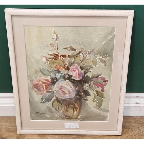 385 - A.M.CARR. A still Life of mixed Flowers in a Jug, signed, watercolour , 19 x 13 in  ; and another wa... 