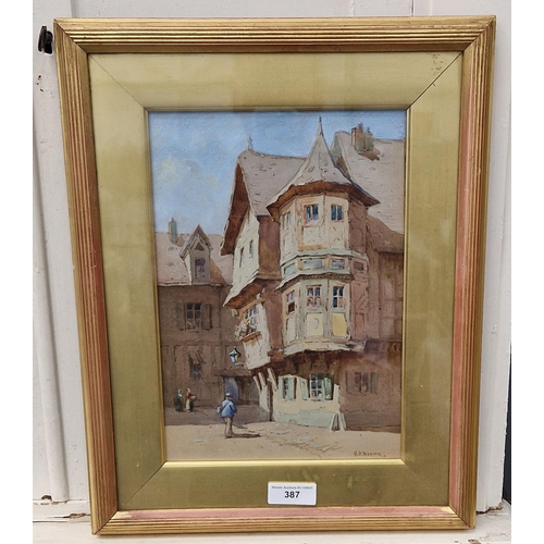 387 - HERBERT PARSONS WEAVER. 'Baccarach, the oldest Inn in Alsace Lorraine', signed, and inscribed on a l... 
