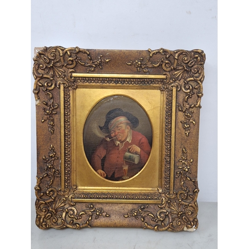 389A - CONTINENTAL SCHOOL, 19th CENTURY. A Smoker; and A Toper, oil on panel, oval, 5 x 4 in; a pair (2) (C... 