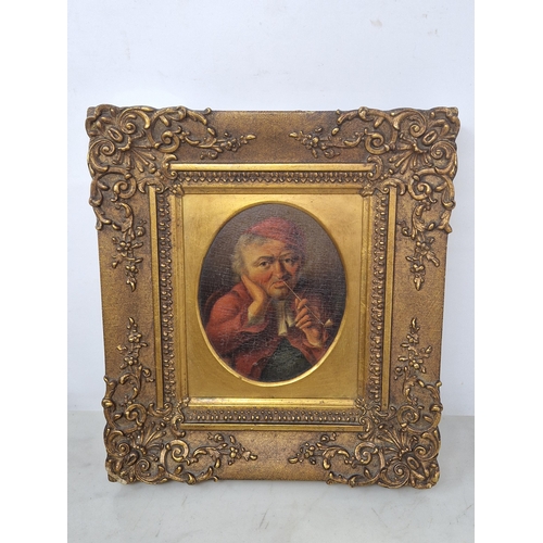 389A - CONTINENTAL SCHOOL, 19th CENTURY. A Smoker; and A Toper, oil on panel, oval, 5 x 4 in; a pair (2) (C... 