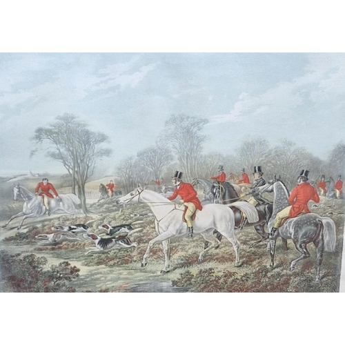 395 - AFTER JOHN FREDERICK HERRING. Fox Hunting Scenes, Pl.1-4, coloured engravings, Pl.12 x 16 in; and a ... 