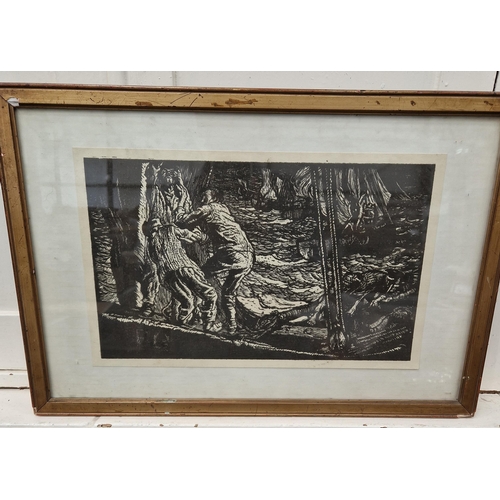 398 - W. HARFORD. Plough-Time, signed, watercolour, unframed, 6 1/2 x 8 1/2 in; a small selection of unfra... 