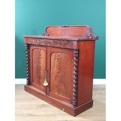 406 - A Mahogany Chiffonier fitted pair of cupboard doors below a single fitted drawer, 3ft 6