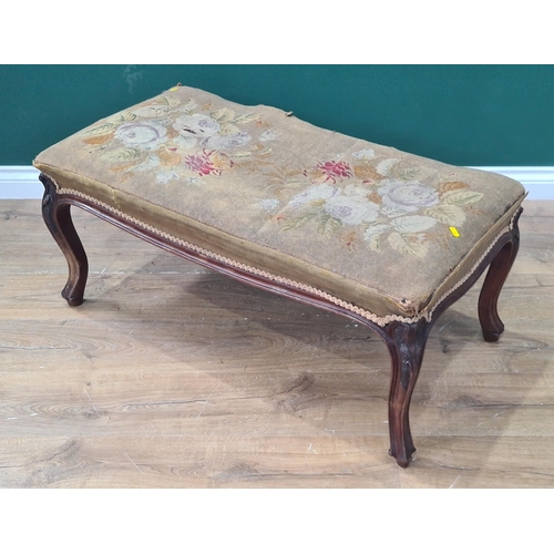 483 - A large floral upholstered Footstool on cabriole supports, 1ft 4