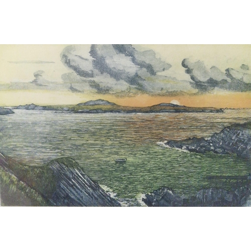 M.RODD. Ramsey Island, coloured etching, artist's proof, pencil signed ...