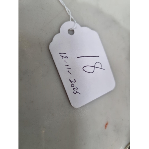 18 - A George III silver shaped circular Salver with leafage scroll engraving and scallop border, raised ... 