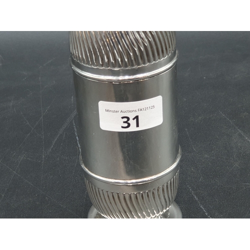 31 - A Victorian silver Sugar Caster with spiral fluted  cover and base, London 1885, maker: Finlay & Tay... 