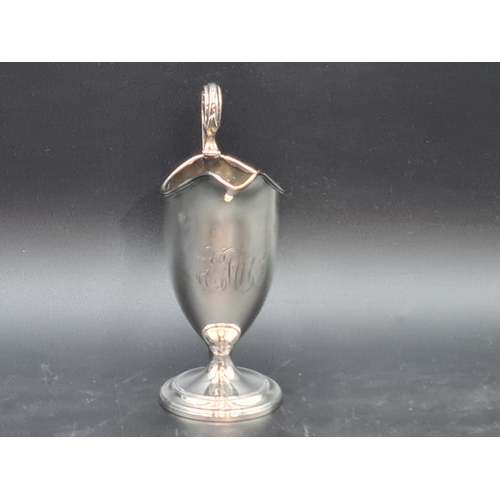 46 - A George III silver helmet shape Milk Jug engraved initials on circular base, London 1791, maker: Ro... 