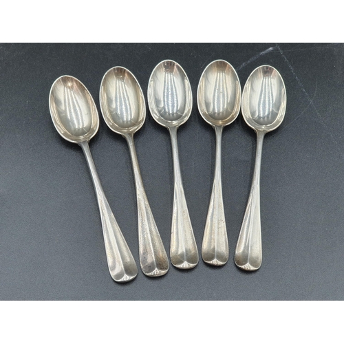 61 - Five Edward VII silver Teaspoons Hanoverian pattern with rat-tail bowls, engraved initial C, London ... 