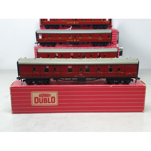 151 - Five boxed Hornby Dublo BR Coaches comprising 2x 4075 Passenger Brakes and 3x 4078 Composite Sleepin... 
