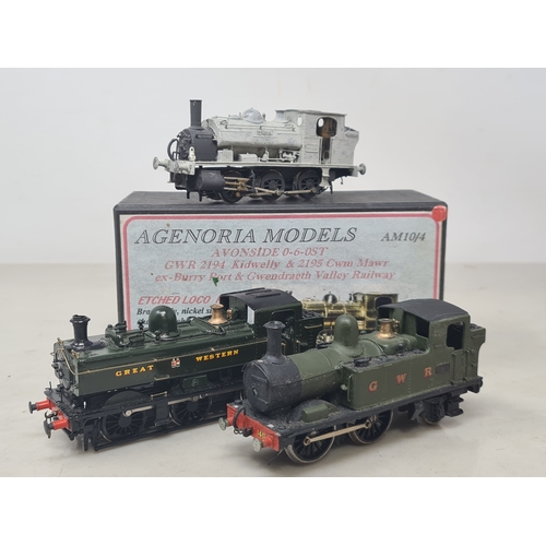 183 - Three finescale 4mm 00 gauge kit built GWR Locomotives comprising Agenoria Models Avonside 0-6-0ST f... 