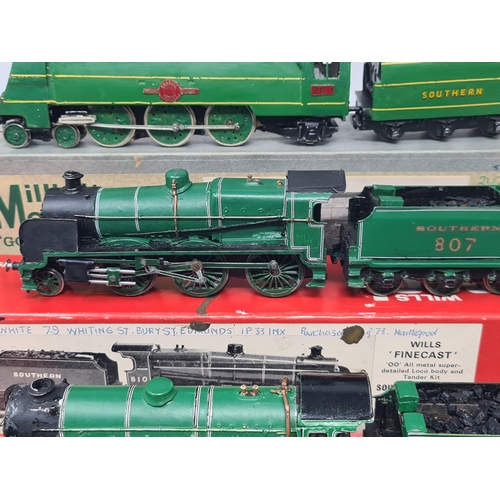 198 - Three finescale 4mm 00 gauge kit built SR Locomotives comprising Wills Finecast 4-4-0 Schools Class,... 