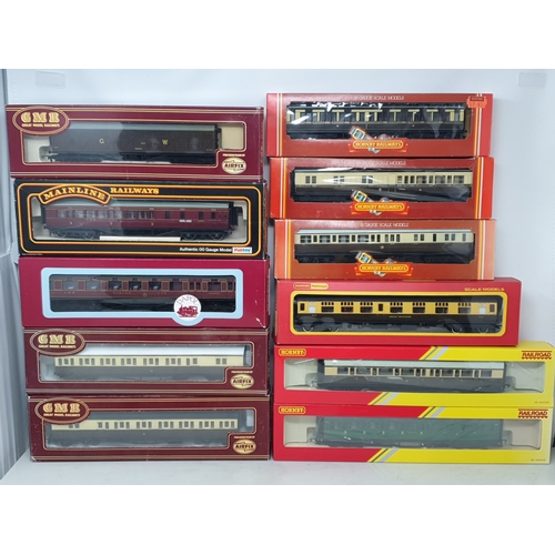 273 - Ten boxed 00 gauge GWR, SR and LMS Coaches including Airfix GMR B Set Brake, GWR Class B Suburban, H... 