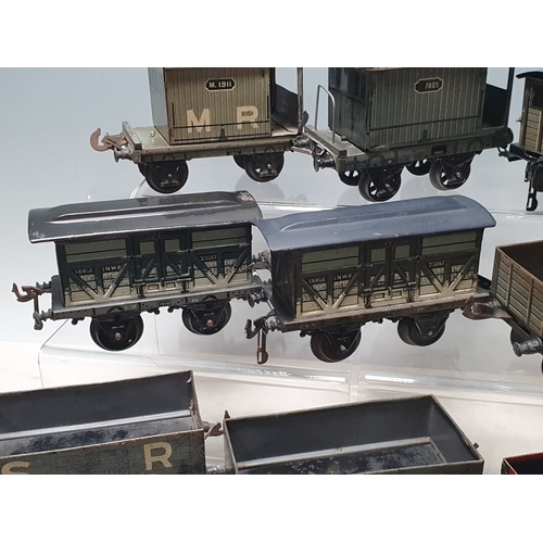 420 - Ten Bing and Carrette 0 gauge Wagons comprising GWR Open Wagon dated 1924, 2x SR Open Wagons 62540, ... 