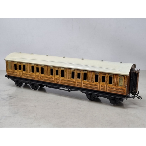 441 - A Bing 0 gauge 1920's  LNER teak 1st class Corridor Coach No.35232, VG, one buffer A/F