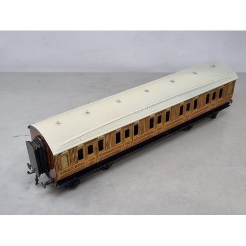 441 - A Bing 0 gauge 1920's  LNER teak 1st class Corridor Coach No.35232, VG, one buffer A/F