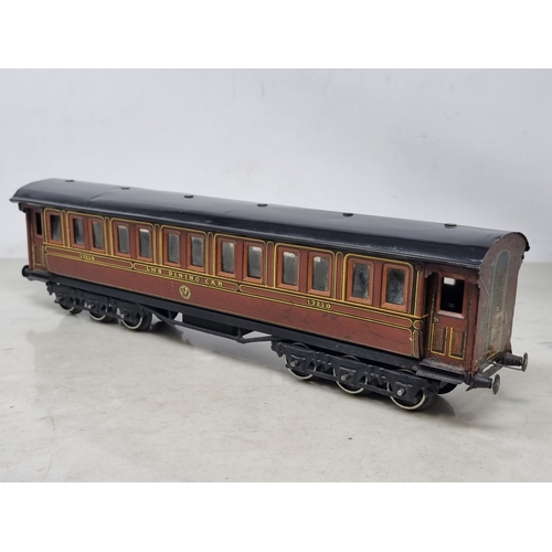 452 - A Bing (ex-Carette) 0 gauge 12-wheel LMS Dining Car No.1320, VG