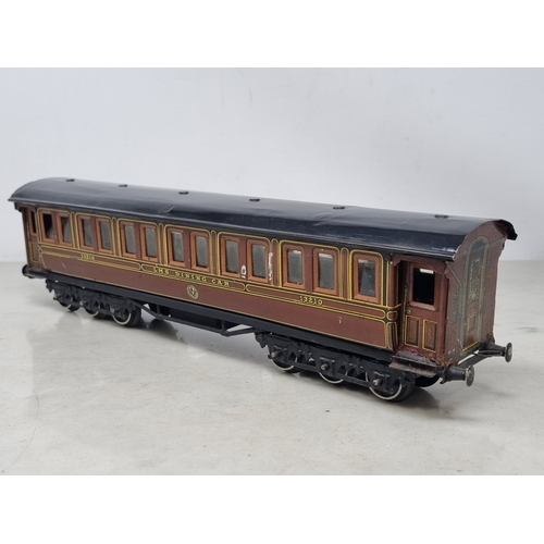 452 - A Bing (ex-Carette) 0 gauge 12-wheel LMS Dining Car No.1320, VG
