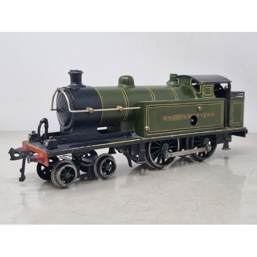 482 - A Bing 0 gauge clockwork Great Western green 4-4-0T Locomotive, generally VG, appears in good workin... 