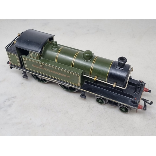 482 - A Bing 0 gauge clockwork Great Western green 4-4-0T Locomotive, generally VG, appears in good workin... 