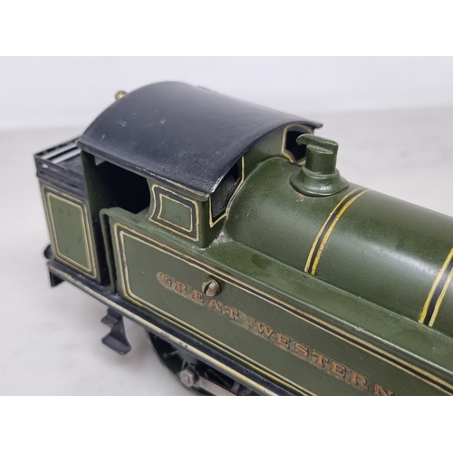 482 - A Bing 0 gauge clockwork Great Western green 4-4-0T Locomotive, generally VG, appears in good workin... 