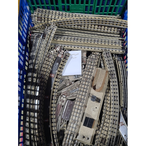 214 - A large quantity of over 200 pieces of Hornby Dublo 3-rail Track including Straights, Electric Point... 